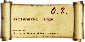 Oszlanszki Kinga névjegykártya