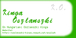 kinga oszlanszki business card
